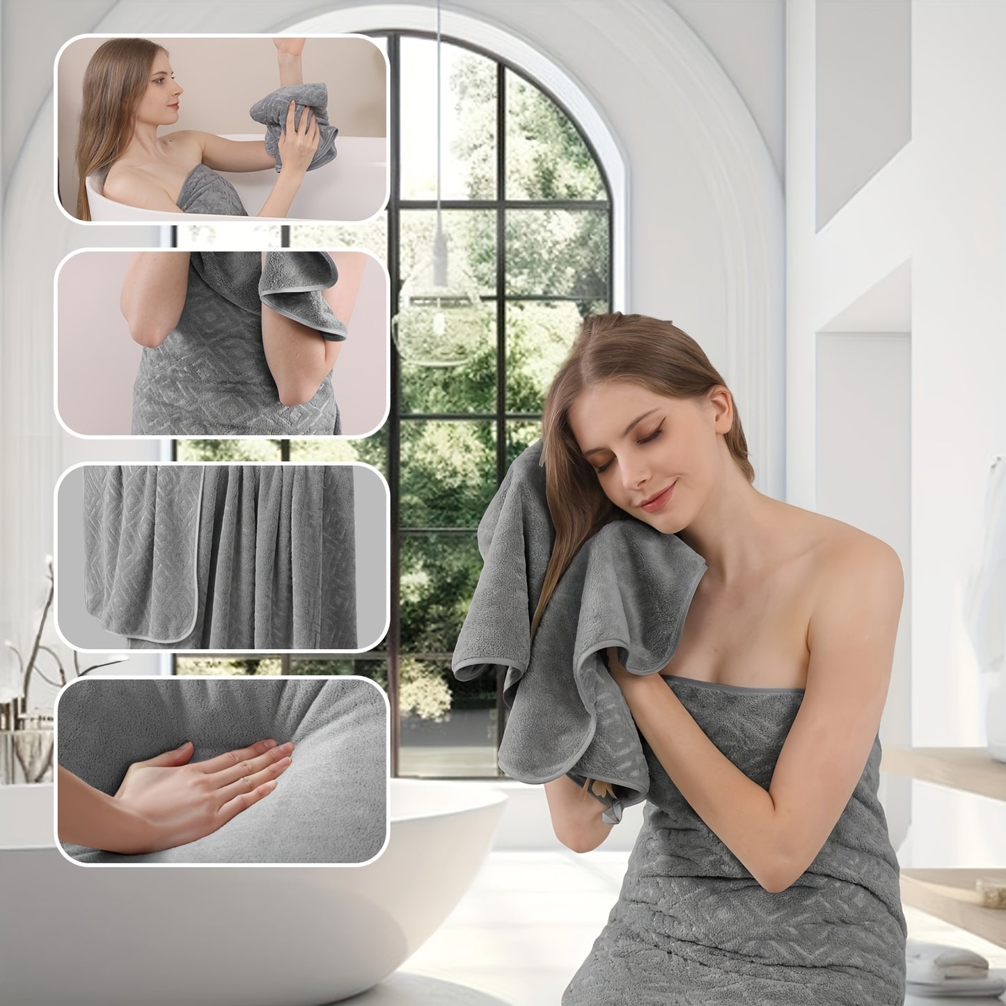 8pcs Extra Large Bath Towel, Ultra-Soft Fluffy Thick Bath Towel Set Highly Absorbent Quick Dry Towel 750GSM Includes 2 Oversized Bath Towels & 2 Hand Towels & 4 Washcloths Towels for Bathroom Hotels Gym, Valentine'S Day Gift, Wash Cloths