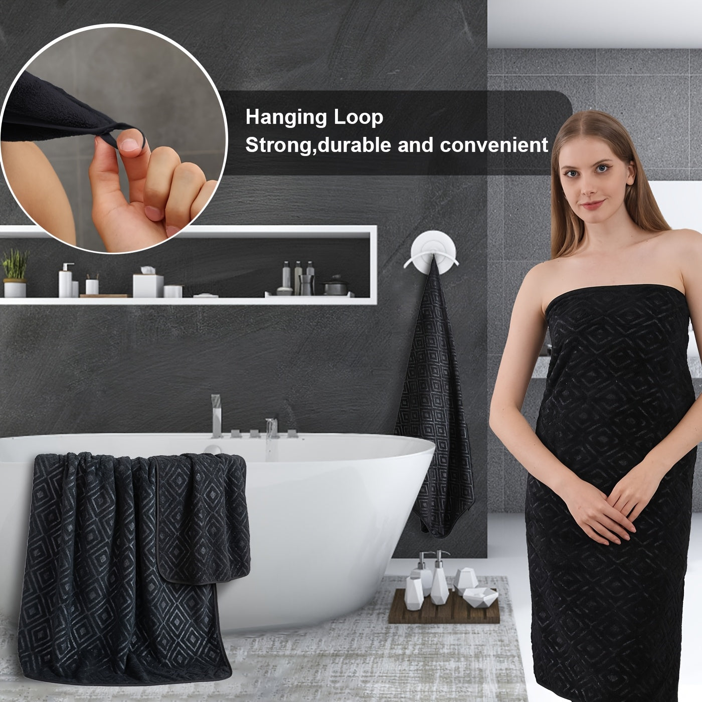 8pcs Extra Large Bath Towel, Ultra-Soft Fluffy Thick Bath Towel Set Highly Absorbent Quick Dry Towel 750GSM Includes 2 Oversized Bath Towels & 2 Hand Towels & 4 Washcloths Towels for Bathroom Hotels Gym, Valentine'S Day Gift, Wash Cloths