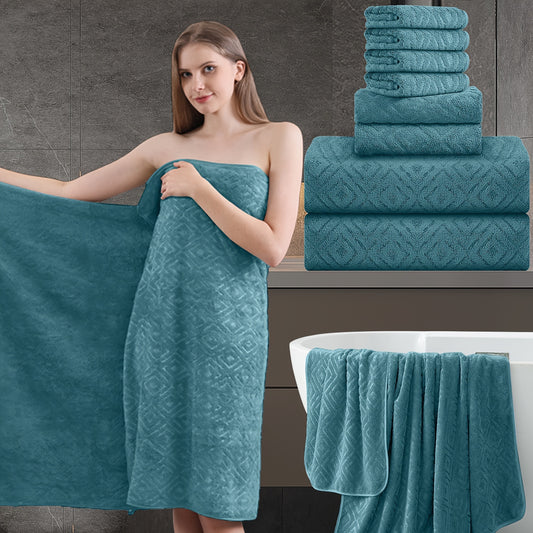 8pcs Extra Large Bath Towel, Ultra-Soft Fluffy Thick Bath Towel Set Highly Absorbent Quick Dry Towel 750GSM Includes 2 Oversized Bath Towels & 2 Hand Towels & 4 Washcloths Towels for Bathroom Hotels Gym, Valentine'S Day Gift, Wash Cloths